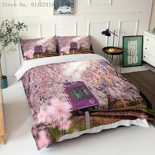 3D Scenery Along The Train Printing Duvet Cover Single Double Bed Linen Twin Full Bedding Set Kids Adult Bedclothes Quilt Cover