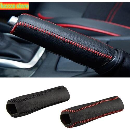 Leather hand brake cover, car Interior accessories for Kia K2 2011 2012 2013 2014 2015 car handlebar accessories