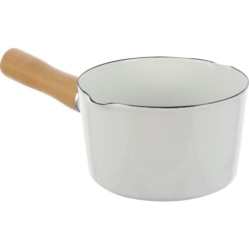 Mini Nonstick Kitchen Enamel Milk Pan Wooden Handle Coffee Fresh Pot Enamel Saucepan Pan Soup Pot Cooking Pot Cookware