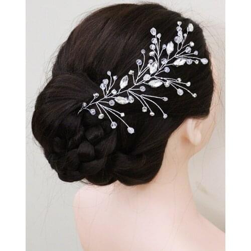 Fashion Silver Bridal Hair Vine Crystal Headband Rhinestone Hair Accessory Women Hairband Tiara Wedding Hair Ornaments for Party