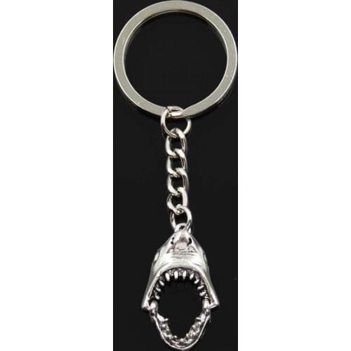 Fashion Opens Closes Shark Teeth Mouth 30x28mm Pendant 30mm Key Chain Bronze Silver Color Men Car Gift Keychain Dropshipping
