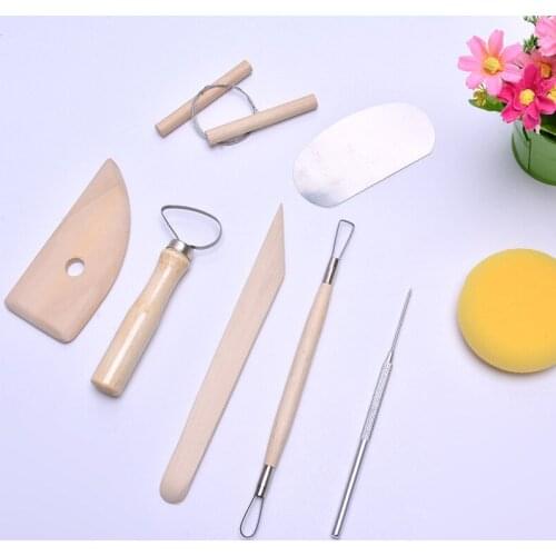8 Pieces Set Wooden Soft Pottery DIY Clay Sculpture Pottery Tools Utility Knife Sculpture Tools Pottery & Ceramics Tools Set
