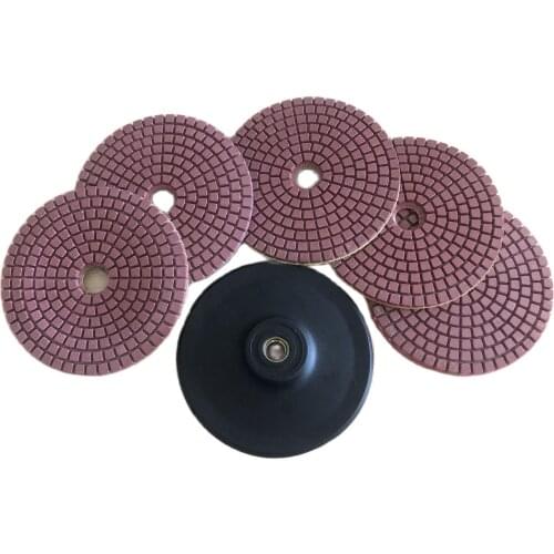 5PCS/Set 4 Inch 100mm Red Diamond Wet Polishing Pads Kit For Granite Stone Concrete Marble Polishing Use Grinding Discs Set