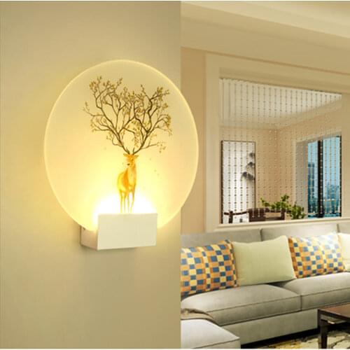 Deer Mural LED Wall Lamp 6W Acrylic Sconce Light Indoor Decoration Lighting Wall Light for Bedroom Bedside Living Room Aisle