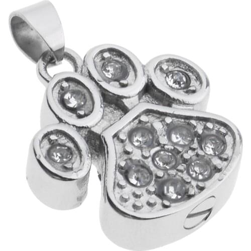 Stainless Steel Cremation Ash Holder Urn Keepsake Dog Cat Paw Shape Pendant