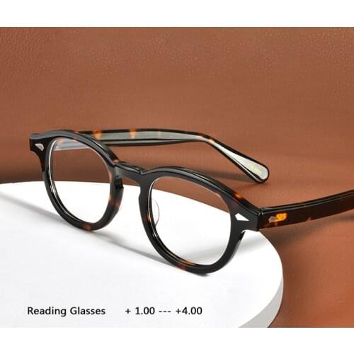 Johnny Depp Reading Glasses Man Woman Vintage Acetate Frame Presbyopic Eyeglasses Brand design Computer Goggles +1.0 +2.0 +4.0