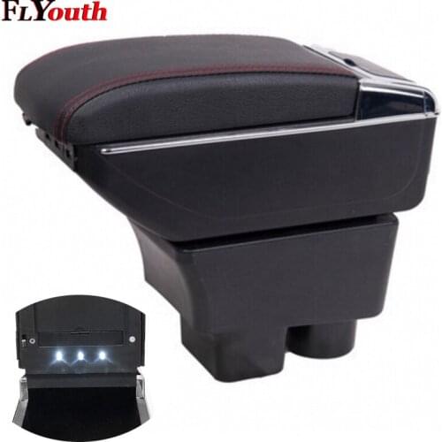 Car Armrest Box For Skoda Rapid 2013-2018 USB Charging LED Light Arm Rest Rotatable Centre Console Storage Box Car Styling
