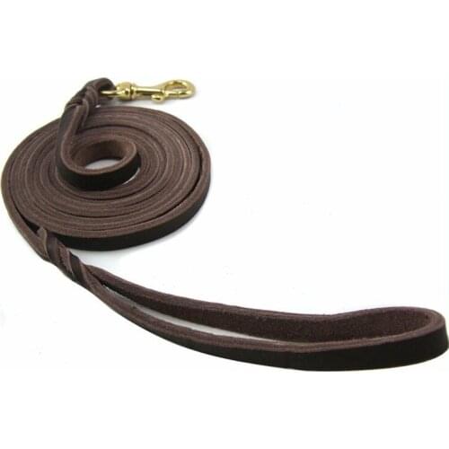 Strong Dog Leash Pure Genuine Leather Pet Walking Runing Rope Handmade Copper Hook Braided Leashes for Medium Puppy Animals