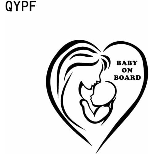 QYPF 11.3CM*12.7CM BABY ON BOARD CAR VINYL DECAL STICKER Black Sliver C14-0150
