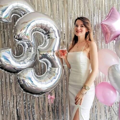 2pcs 32/40inch Silver Gold Number Foil Balloons Giant Digit 18 22 24 25 Birthday Balloon Girl 25th Years Old Party Decoration