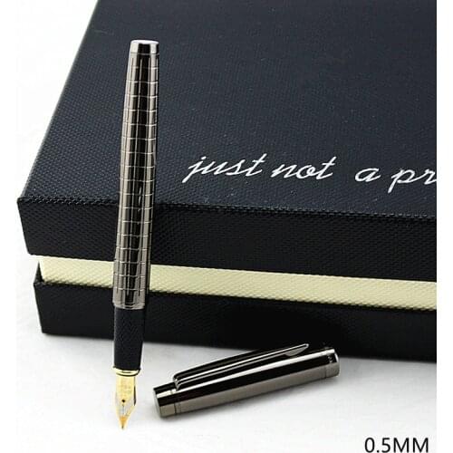 Luxury Metal lattice Black Clip 0.5 mm Medium Nib Ballpoint pen High Quality Metal Fountain Pen select Gift Pens