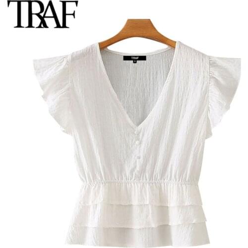 Женские рубашки с коротким рукавом TRAF China At AliExpress