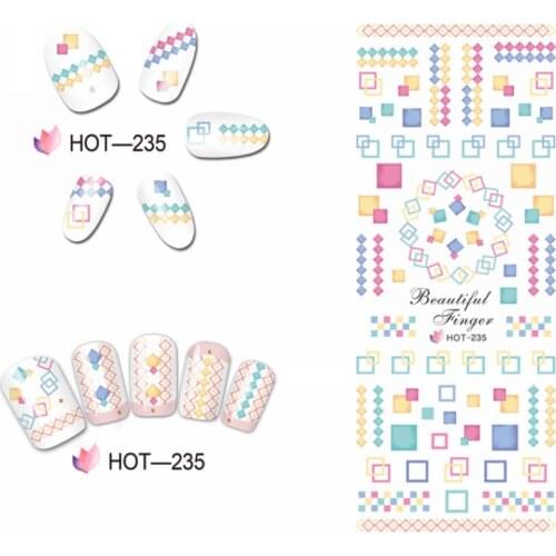 UPRETTEGO NAIL ART BEAUTY WATER DECAL SLIDER NAIL STICKER GEOMETRY TRIANGLE SQUARE ROUND SHAPE HOT235-240