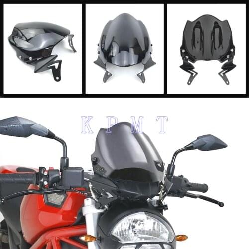Motorcycle Dark Windshield Windscreen Deflector Airflow For Ducati Monster 696 796 659 795 1100/1100S/1100EVO