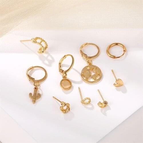 Vintage WomenS Crystal Map Hoop Earrings Set For Women 2020 Clip On Earrings Kolczyki Brincos Gold Earings Fashion Jewelry