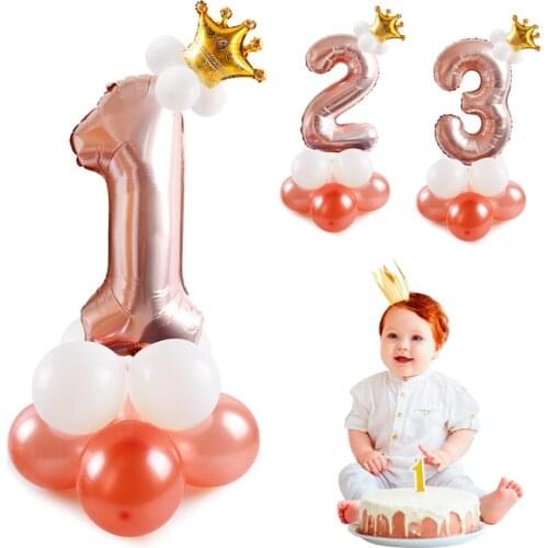 PATIMATE Letter Number Balloons Foil Childrens Birthday Balloons Air Party Round Number Ballons Accessories Baby shower Decor