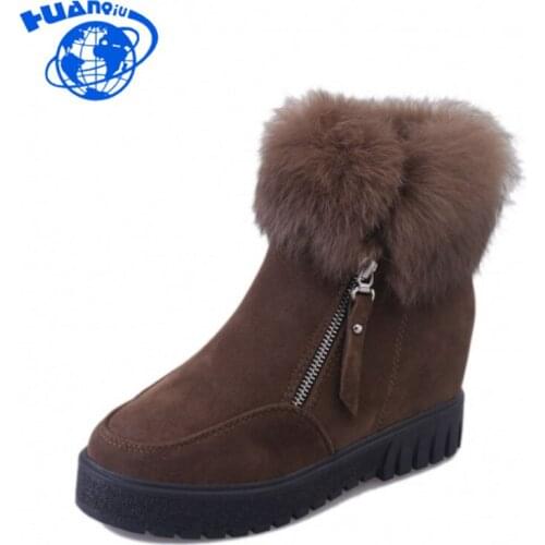 HUANQIU Women Boots Winter Fur Warm Shoes Platform 2018 Female boots Casual Sneakers Cotton Padded Wedge Woman Snow Boots ZLL381