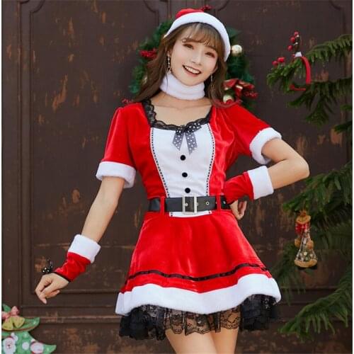 Womens Christmas costumes Japan and South Korea cute Christmas short skirt rave party adult Santa Claus costume