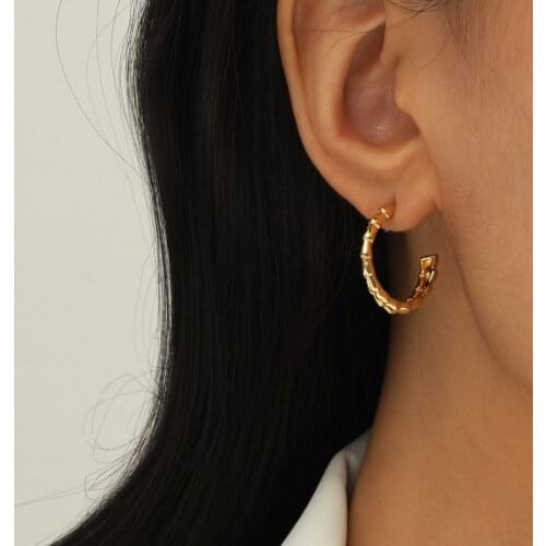 MANGOSKY New Fashion Geometric C Shape 925 Silver Needle Earrings