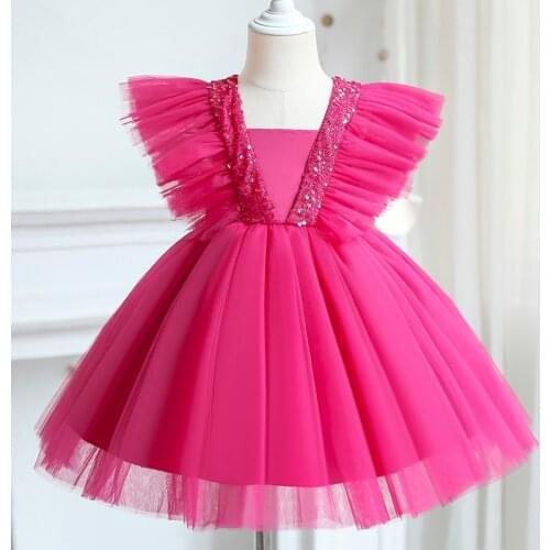 Girls Wedding Princess Dress For Kids Christmas Party Elegant Prom Gown 3 4 5 6 7 8 Year Children Birthday Seuqin Tutu Vestidos