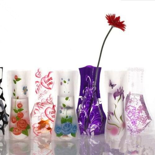 12*27cm Creative Clear Eco-friendly Foldable Folding Flower PVC Vase Unbreakable Reusable Home Wedding Party Decoration fang