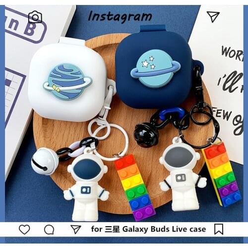 2020 Cute Cartoon Earphone Case for Samsung Galaxy Buds Live Shockproof Silicone Headset Protective Cover with keychain