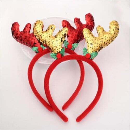 20X22cm Christmas Decorative headbands children adult headbands party decorations sequin antler headbuckle Christmas decorations