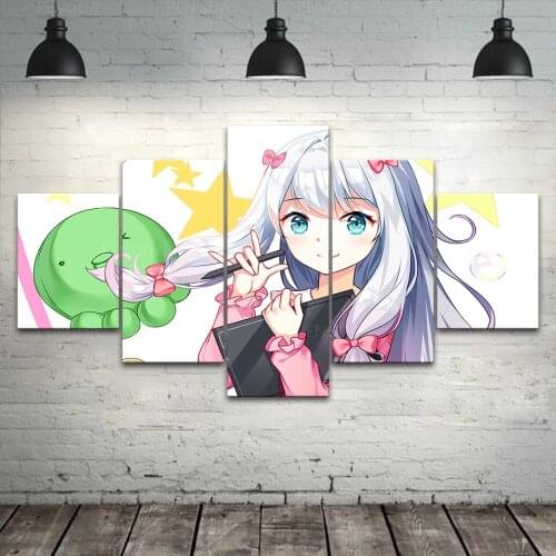 Canvas Hd Prints Pictures Anime Wall Art 5 Set Painting Home Decoration Modular Eromanga Sensei Poster For Living Room Framed