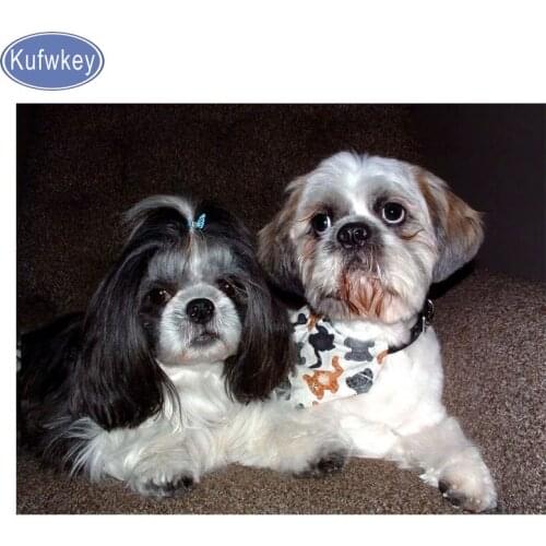 KUFWKEY Daimond Painting "Shih Tzu dog" 3D Diamond mosaic Full beadwork pictures of Rhinestone Diamant Embroidery sale for decor