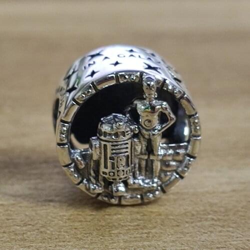Bewill 925 Sterling Silver Wars Joint R2-D2 Robot C-3PO Beaded Fit Original Bracelet Necklace DIY Jewelry