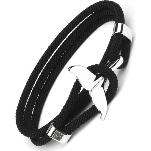 Dolphin-Fish Tail Bracelet Men Women Wrap Metal Hooks Adjust Band Navy Style Bracelets Jewelry Homme