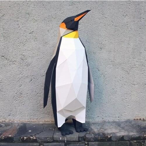 Papercraft Cute Penguin 3D Paper Model Animal Sculpture DIY Gift Penguin Origami Wall Decoration for Kids Room and Home Decor