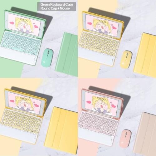 Round Cap Keyboard Mouse Case for iPad Pro 11 Air 4 10.9 Cover Case with Bluetooth Keyboard for iPad Air 1 2 3 9.7'' 10.5 10.2