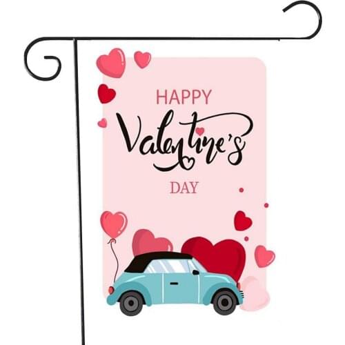 Valentines Flag Yard Double-Sided Burlap Flag for Home Holiday Anniversary Wedding Yard Garden Decor Flag