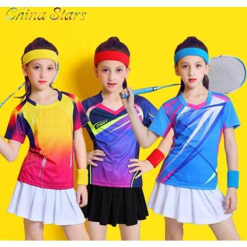 Kid Badminton Suit Short sleeve Girls Tennis Shirt Skirtt Sets Girl Ping Pong Clothes Child Volleyball Kits Sportswear Clothing