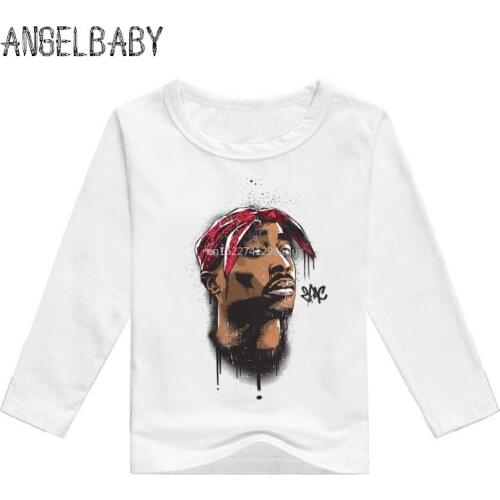 Baby Boys/Girls Tupac 2pac Hip Hop Swag Printed Clothes Children Long Sleeve Tops Kids Fashion Cool T shirt,LKP287