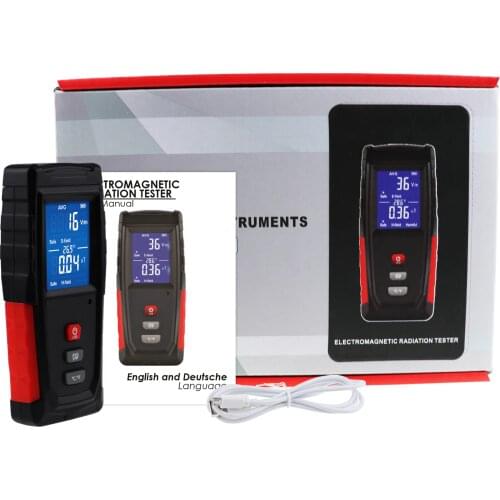 Electric and Magnetic Field Radiation Detector EMF Tester with Color-screen Display Dosimeter Temperature Measure