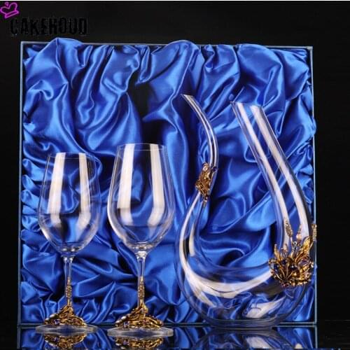 Enamel Color Lead-free Wine Glass Household Crystal Glass Glasses Of Wine Electroplated Enamel Rhinestone Bar Goblet CupCAKEHOUD