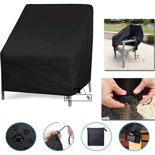 Stacked Chair Dust Cover Outdoor Garden Patio Furniture Protector High Quality Waterproof Dustproof Black Chair Cover