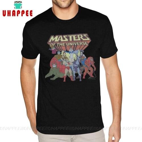 Printing Masters Of The Universe He-Man Tees Shirts Mens Plus Size Short Sleeved Heavy Cotton Black Crew Shirt