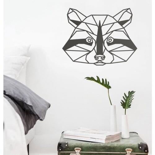 Geometric Raccoon Vinyl Wall Art Sticker Bedroom Modern Nordic Animal Decals Home Decoration Art Mural Decal Waterproof D739