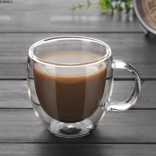 Hot Sale Double Wall Glass Coffee Mug Thermal Insulation Handle Cup Taza Para Cafe Office Travel Cappuccino Caneca Tumbler