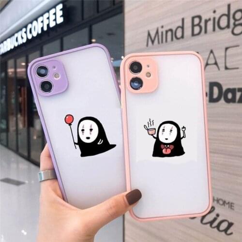 JAMULAR Japan Cartoon Spirited Away No Face Man Phone Case For iPhone 12 11 Pro XS MAX 7 XR X SE20 8Plus Clear Hard Cover Coque