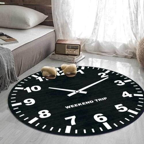 Bubble Kiss Hot Sale Modern Design Round Carpets For Bed Room Floor Mat Black And White Clock Shape Living Room Decoration Rug