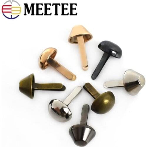 Meetee 100pcs 10/12/15mm Metal Buckle Two-legged Nails Rivet Handbag DIY Leather Luggage Alloy Button Hardware Accessories BF203