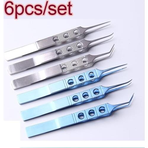Micros Stainless steel titanium alloy 11CM dovetailed straight/bend head tweezers platforms tweezers Ophthalmic forceps