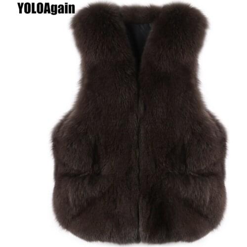 YOLOAgain fashion women natural fox fur vest ladies real fox fur vest gilet