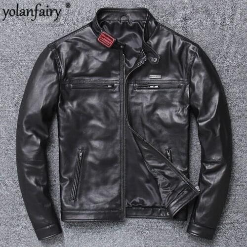 2020 Leather Jacket Men Korean Fashion Real Leather Jacket Men Spring Autumn Sheepskin Coat Mencuero Genuino 1811 Pph350