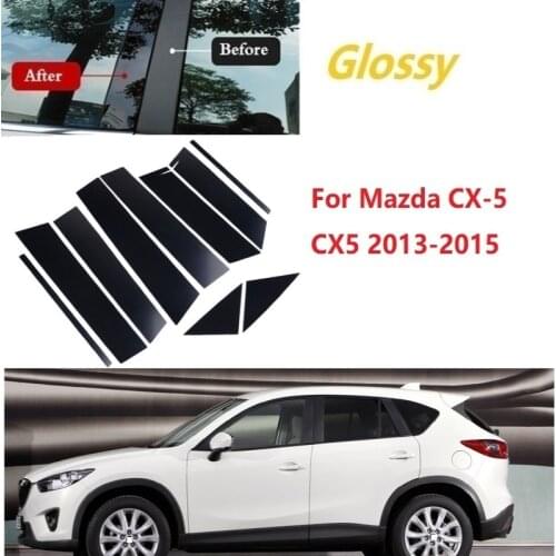 10PCS Window Trim Cover BC Column Sticker Fit For Mazda CX-5 CX5 2013-2015 Polished Pillar Posts Chromium Styling