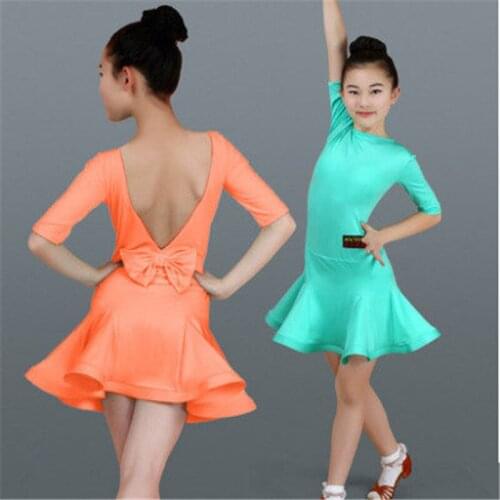 New Girls Latin Dance Dresses Practice Wear Kids Children Standard Ballroom Salsa Dancing Outfits Costume Black Red Tango Dress